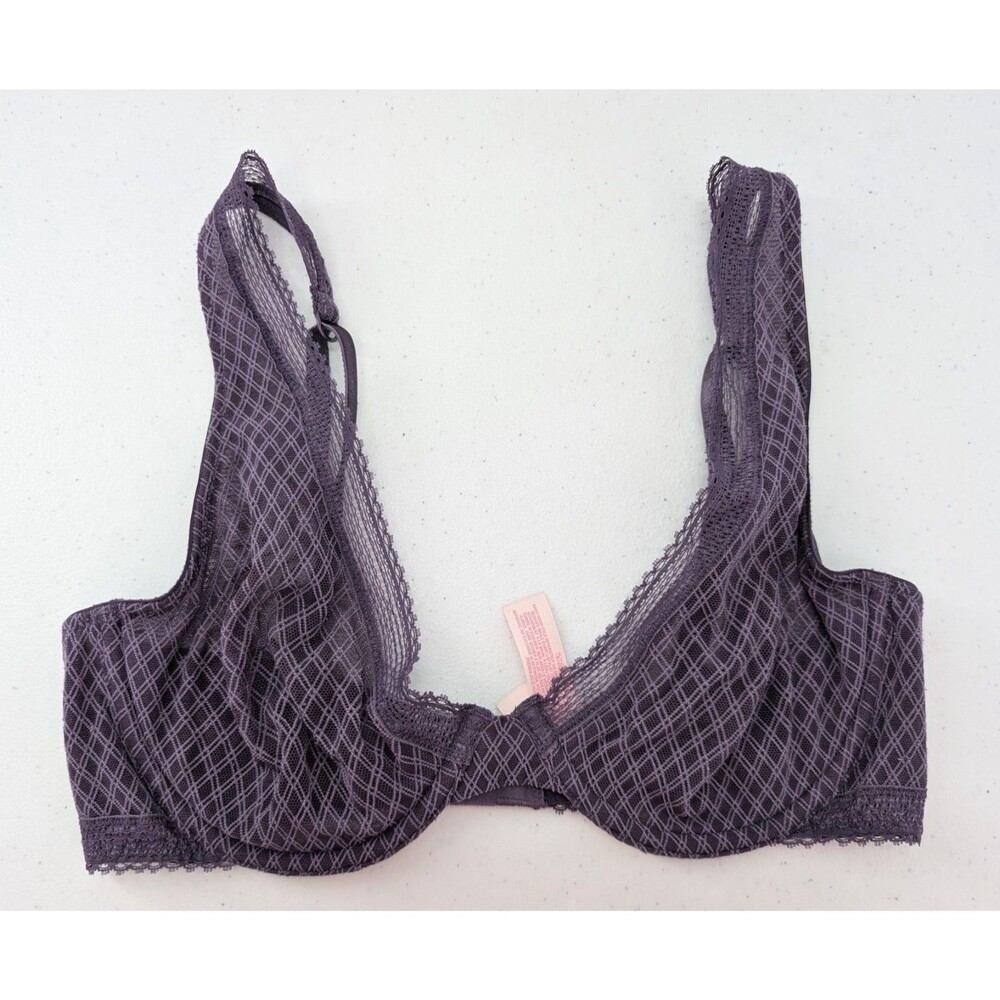 Victoria's Secret Bra 34C Purple Lace Unlined Demi